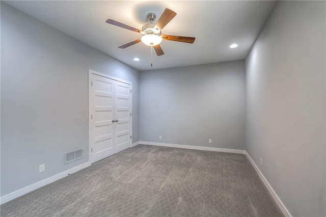 8120 Lone Elm Rd, Lenexa, KS 66220 - carpeted spare room with recessed lighting, a ceiling fan, and baseboards