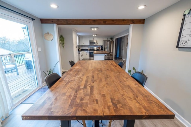 20609 NE 161st St, Kearney, MO 64060 - dining space featuring recessed lighting, baseboards, and beamed ceiling