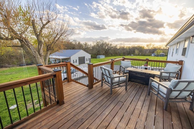 20609 NE 161st St, Kearney, MO 64060 - wooden deck with a yard, an outbuilding, and an outdoor hangout area