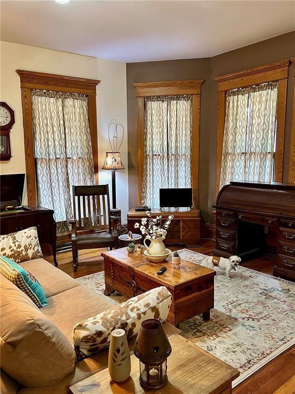 living area featuring wood finished floors