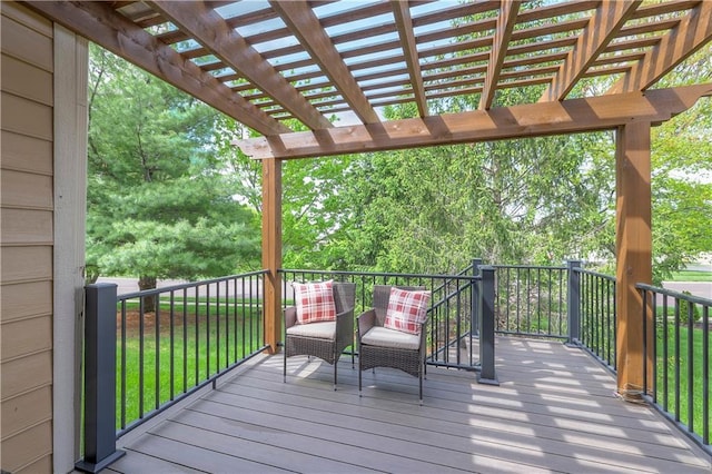 wooden deck with a pergola