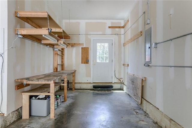 below grade area with electric panel