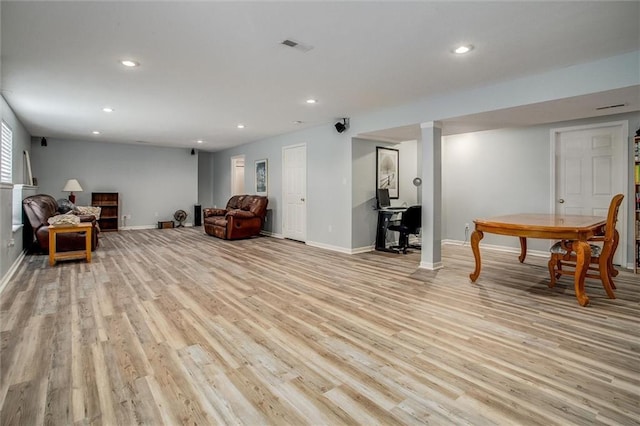 3204 SW Alice Ln, Lees Summit, MO 64082 - living area with light wood-type flooring, recessed lighting, baseboards, and visible vents
