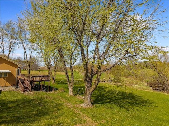 20 SE E Hwy, Trenton, MO 64683 - view of yard with a wooden deck and stairway