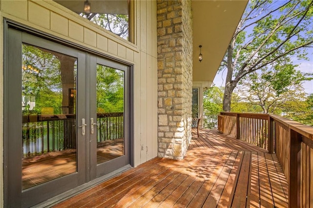 wooden terrace with french doors