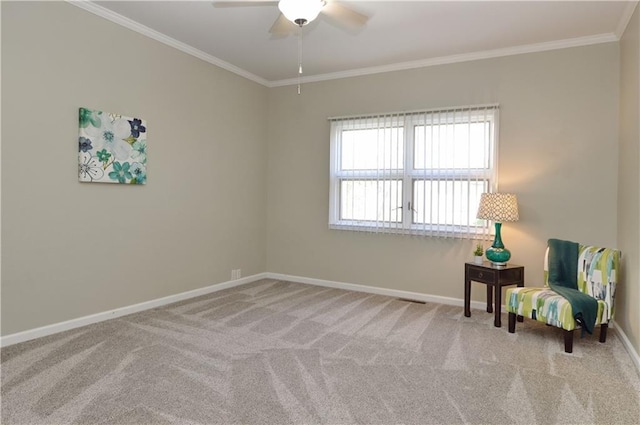 464 W 104th St Unit A, Kansas City, MO 64114 - unfurnished room with ceiling fan, baseboards, crown molding, and carpet flooring