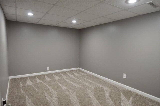 464 W 104th St Unit A, Kansas City, MO 64114 - carpeted spare room featuring recessed lighting, visible vents, a drop ceiling, and baseboards