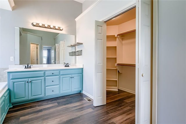 496 S 137th St, Bonner Springs, KS 66012 - full bath featuring wood finished floors, double vanity, and a walk in closet