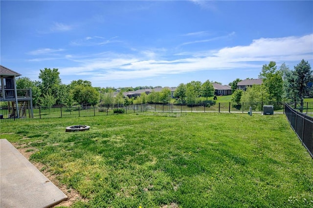 496 S 137th St, Bonner Springs, KS 66012 - view of yard with an outdoor fire pit