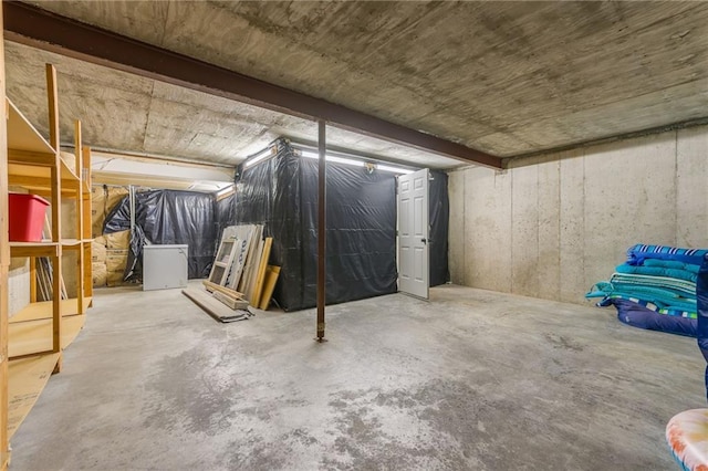 view of unfinished basement
