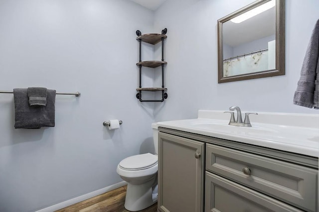 34701 E 235th St, Pleasant Hill, MO 64080 - bathroom featuring vanity, baseboards, toilet, and wood finished floors