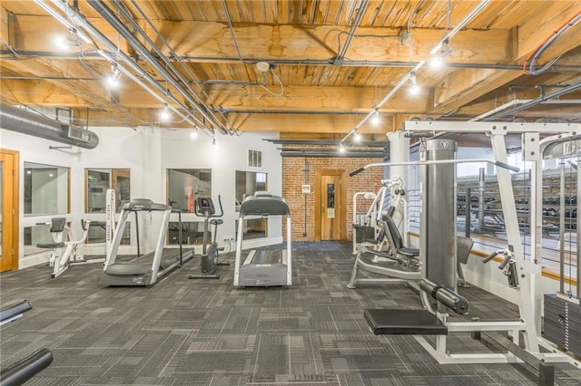 715 May St Unit 328, Kansas City, MO 64105 - gym featuring carpet and wooden ceiling