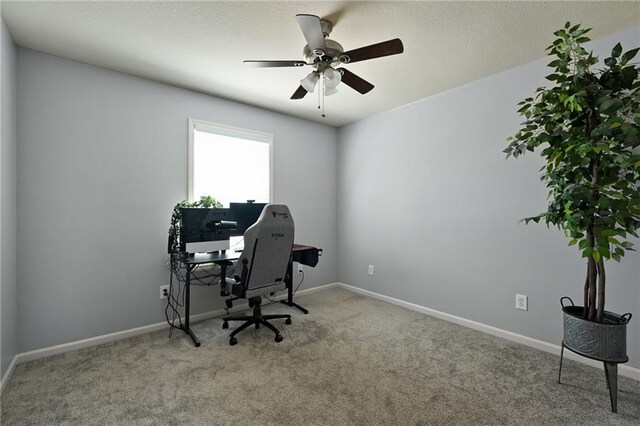12304 White Oak St, Peculiar, MO 64078 - office with carpet flooring, baseboards, and ceiling fan