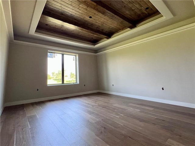 20840 Golden Rd, Linwood, KS 66052 - empty room featuring wooden ceiling, a tray ceiling, and wood finished floors