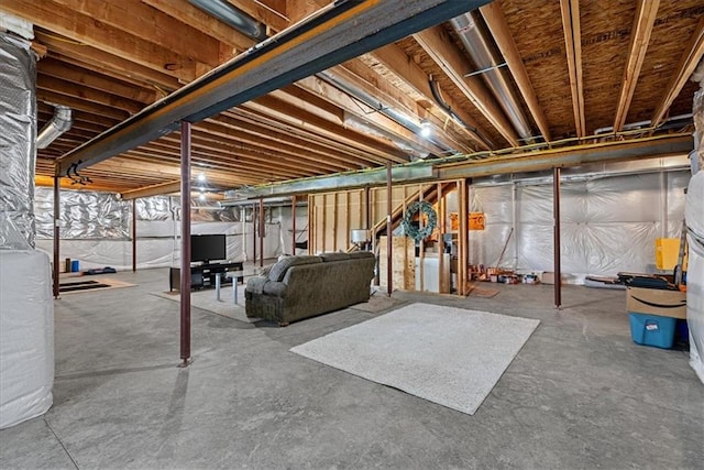 view of unfinished basement