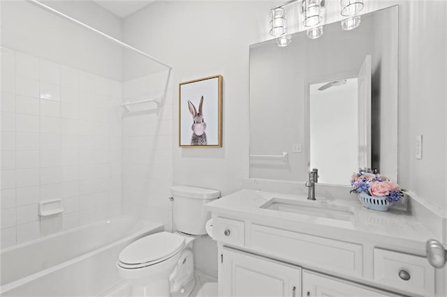 14215 W 157th Ter, Olathe, KS 66062 - bathroom featuring toilet, vanity, tub / shower combination, and baseboards