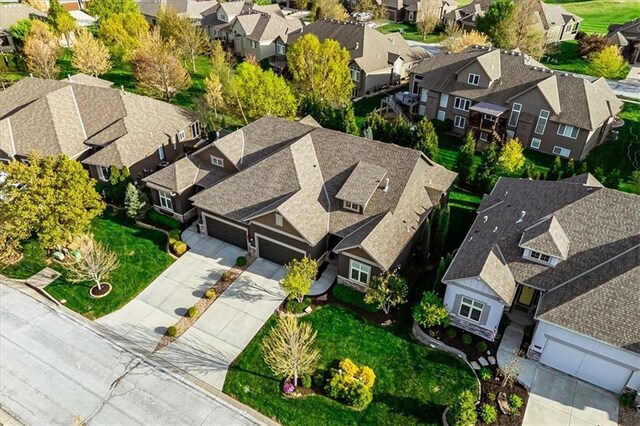 drone / aerial view with a residential view