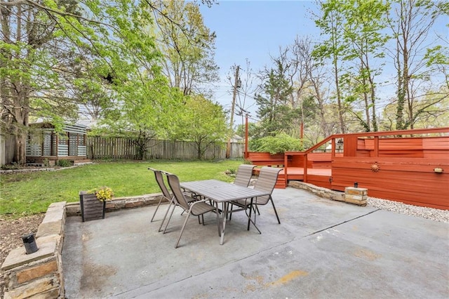 view of patio / terrace with outdoor dining space and a fenced backyard