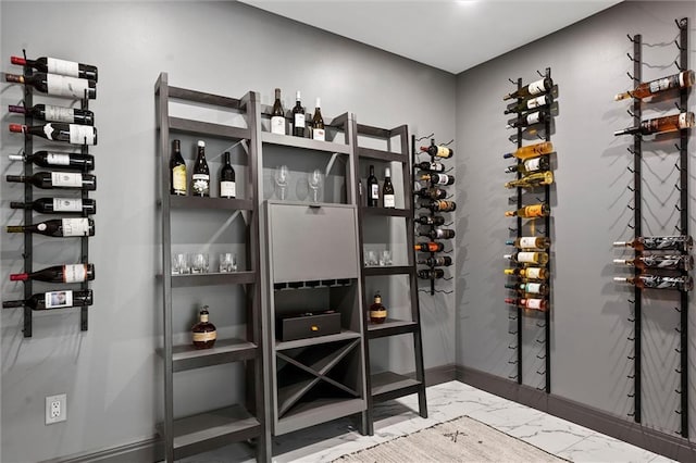 wine cellar with marble finish floor