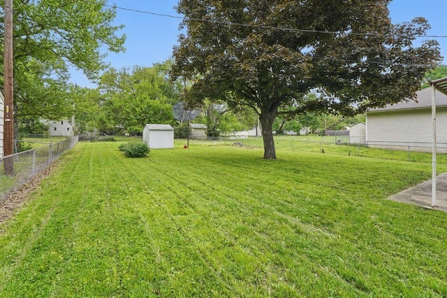 view of yard featuring a storage unit and an outdoor structure