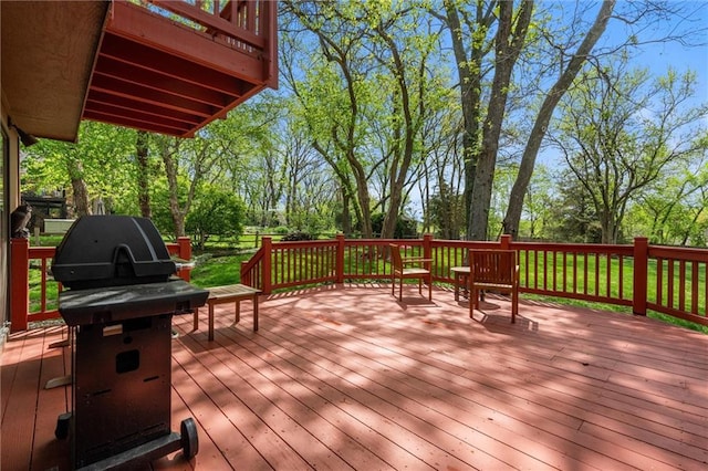 deck with a grill