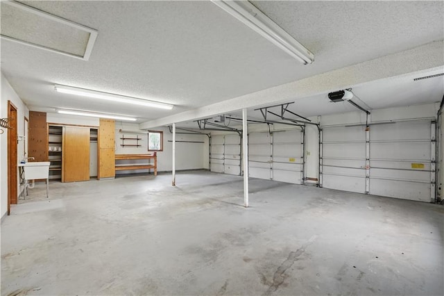 garage with a garage door opener