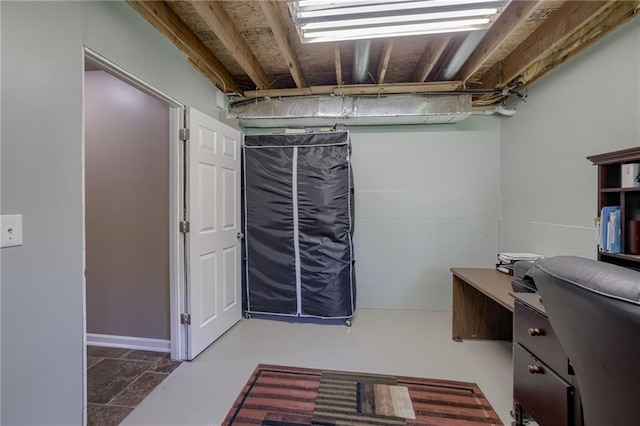 below grade area featuring an office area