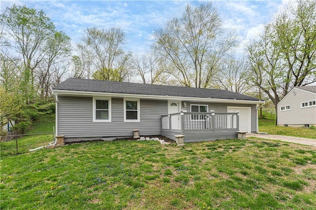 709 W 28th St N, Independence, MO 64050 - ranch-style home featuring fence, a deck, and a front yard