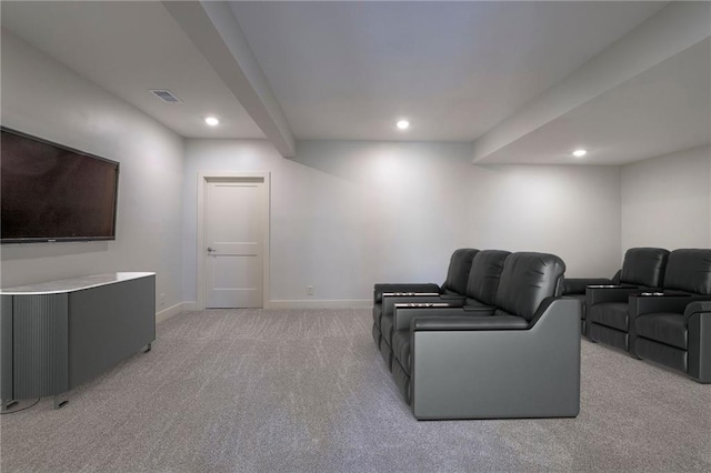 18670 W 248th St, Paola, KS 66071 - cinema featuring light colored carpet, baseboards, and recessed lighting
