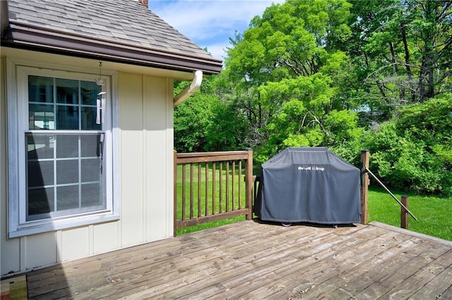 deck with a yard