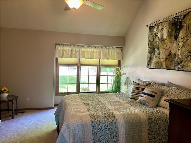 2317 Rhonda Rd, Excelsior Springs, MO 64024 - bedroom featuring carpet flooring, vaulted ceiling, and ceiling fan