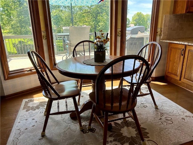 2317 Rhonda Rd, Excelsior Springs, MO 64024 - dining space featuring plenty of natural light, dark wood-style floors, and baseboards