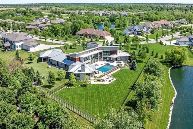 10712 W 165th St, Overland Park, KS 66221 - aerial view of residential area featuring a large body of water and a pool area