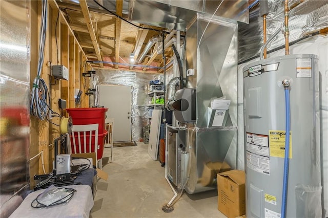 utilities featuring heating unit and electric water heater