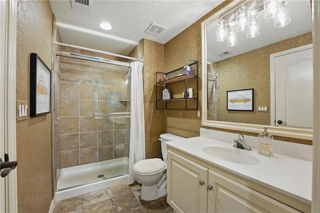 full bath featuring a stall shower and visible vents