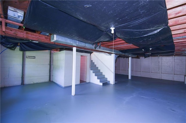 502 W Broadway St, Higginsville, MO 64037 - unfinished basement with stairs