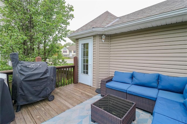 1215 Nottingham Dr, Warrensburg, MO 64093 - deck featuring grilling area and an outdoor hangout area