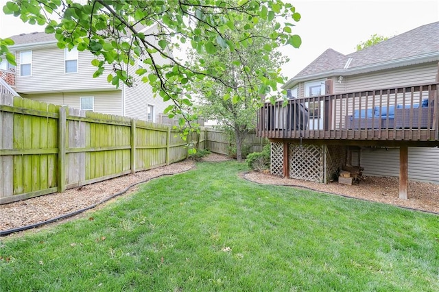 1215 Nottingham Dr, Warrensburg, MO 64093 - view of yard with a fenced backyard and a deck