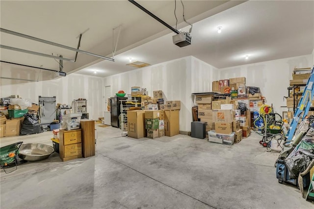 garage with a garage door opener