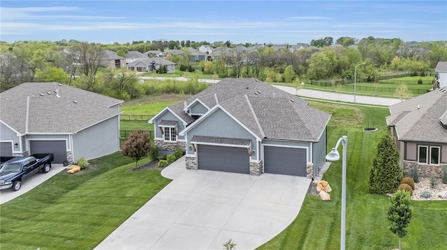 drone / aerial view with a residential view