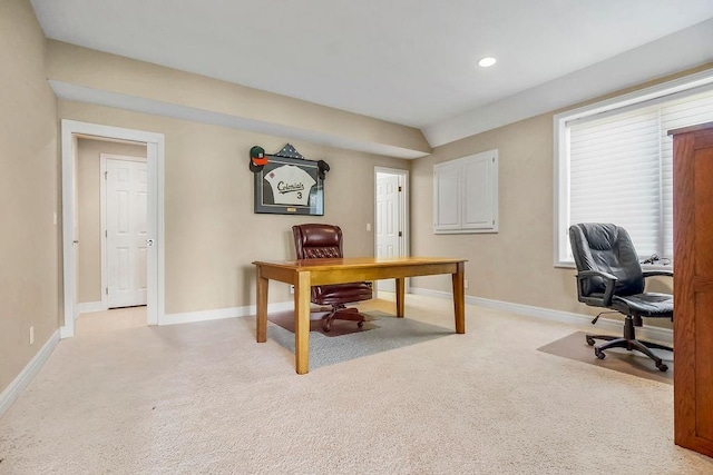 9705 Sunset Cir, Lenexa, KS 66220 - office space with baseboards, recessed lighting, and light colored carpet