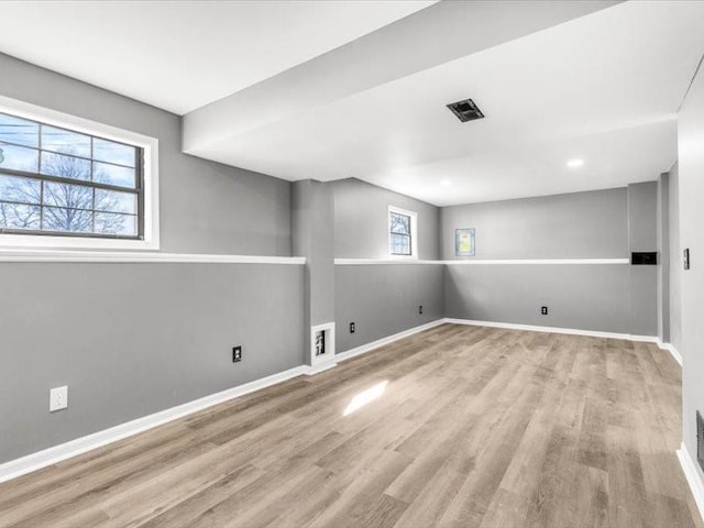 5836 Blue Ridge Blvd, Raytown, MO 64133 - basement with baseboards, wood finished floors, and visible vents