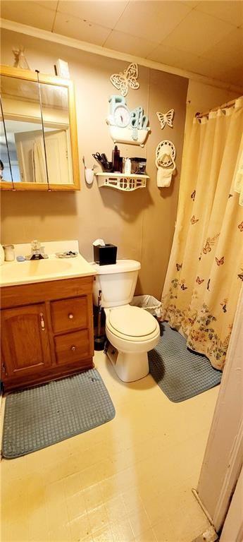 124 W 3rd Ave, Garnett, KS 66032 - full bath with toilet, vanity, and curtained shower