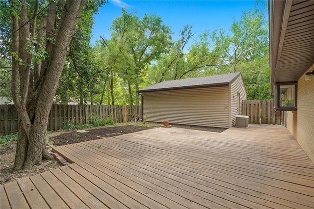 1804 Kenmar Dr, Manhattan, KS 66502 - wooden terrace with a fenced backyard and view of wooded area