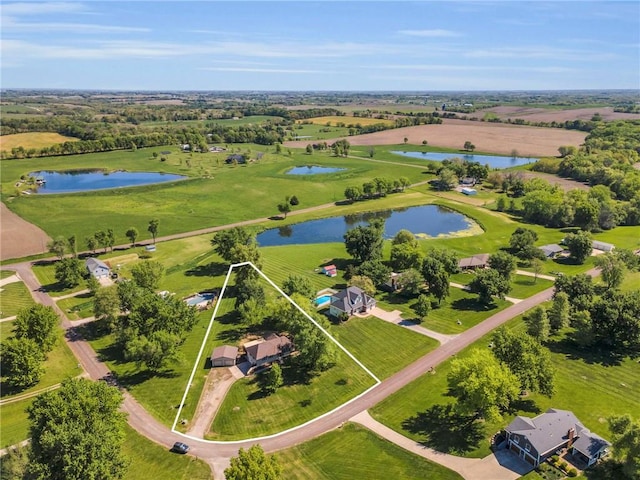aerial view of property's location with a nearby body of water and property boundaries highlighted