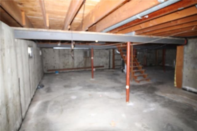view of unfinished basement