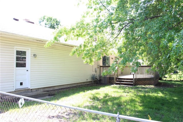 1211 Spruce St, Eudora, KS 66025 - view of yard featuring a wooden deck and cooling unit