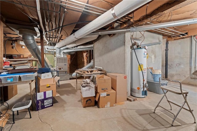 unfinished below grade area with gas water heater