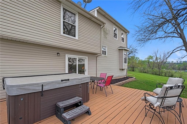 28274 W 311th St, Paola, KS 66071 - wooden terrace with a hot tub and a yard