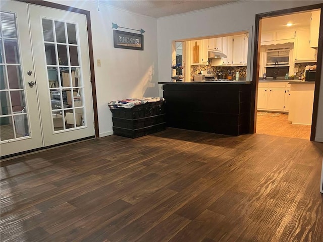 interior space featuring dark wood-style flooring and french doors